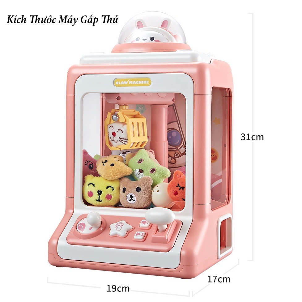 Máy Gắp Thú Mini Rabbit Claw Machine Kích Thước Lớn Kèm 10 Thú Bông,10 Bóng.Có Nhạc,Đèn lung linh - Quà tặng phát triển kỹ năng cho bé