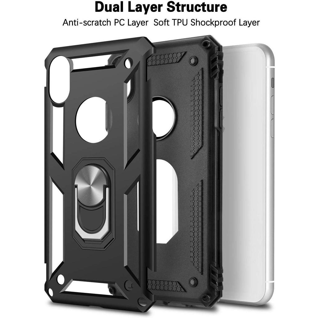 Ốp lưng cho iPhone XS Max chống sốc 2 lớp kèm nhẫn iring làm giá đỡ