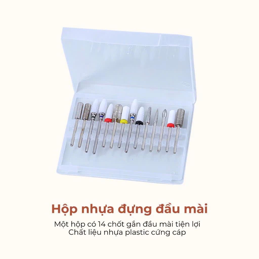Hộp Đựng 14 Đầu Mài Nhựa Trong Plastic Tiện Lợi Bảo Vệ Đầu Mài Làm Nail Khỏi Bụi Bẩn, Chống Va Đập, Có Nắp Đậy Giúp Đầu Mài Luôn Sạch Sẽ, Dễ Vệ Sinh