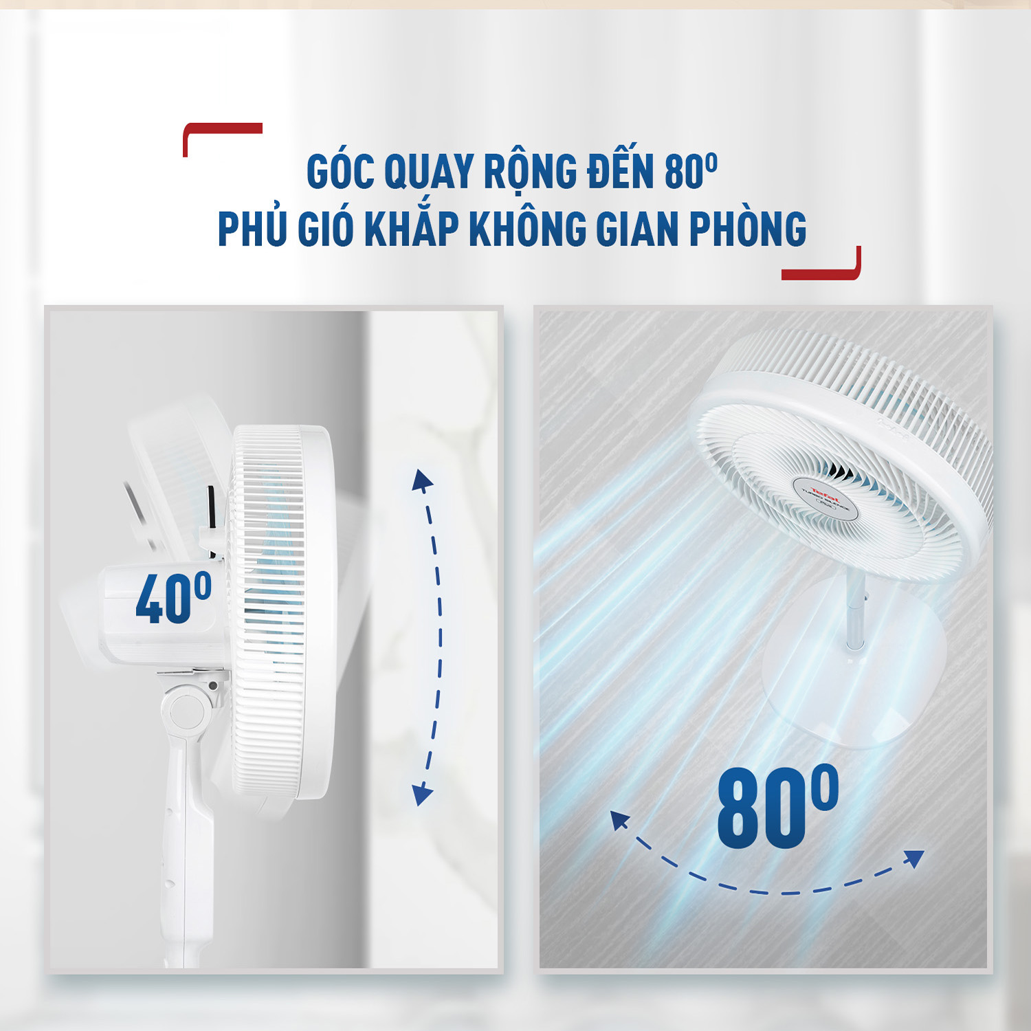 Quạt đứng có điều khiển từ xa Tefal Turbo Silence Plus VH689990 màu trắng cánh xanh - Hàng chính hãng