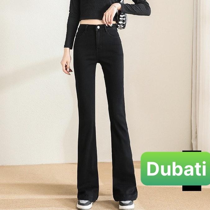 QUẦN JEAN NỮ CHẤT BÒ ỐNG LOE DÁNG DÀI DẬP GÂN LƯNG CAO NÂNG MÔNG DÁNG CAO NGỌC NGÀ HOT TREND MÙA HÈ - DUBATI FASHIO