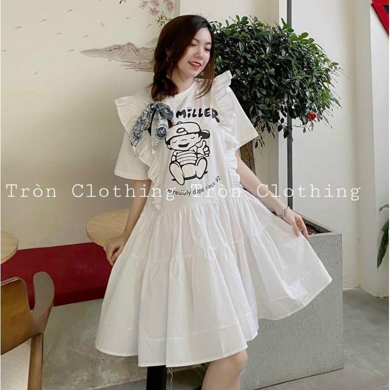 Đầm Babydoll, đầm bầu tay ngắn hoạ tiết trẻ em dễ thương