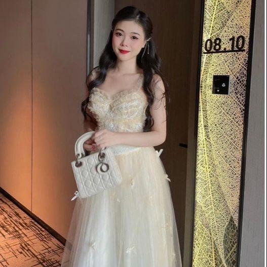 SET ĐI TIỆC, SET 2 MÓN ÁO CROPTOP 2S REN PHỐI CHÂN VÁY DÀI 2 LỚP CỰC SANG