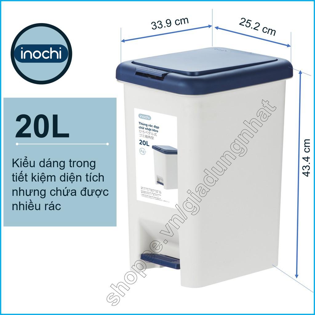 Thùng rác đạp chữ nhật Hiro 20L cao cấp nhật Bản