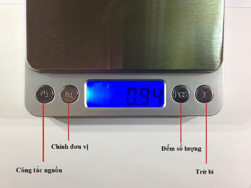 Cân Tiểu Ly màn Hình LCD Đèn nền Xanh 500g/0.01g Vuông Để Bàn