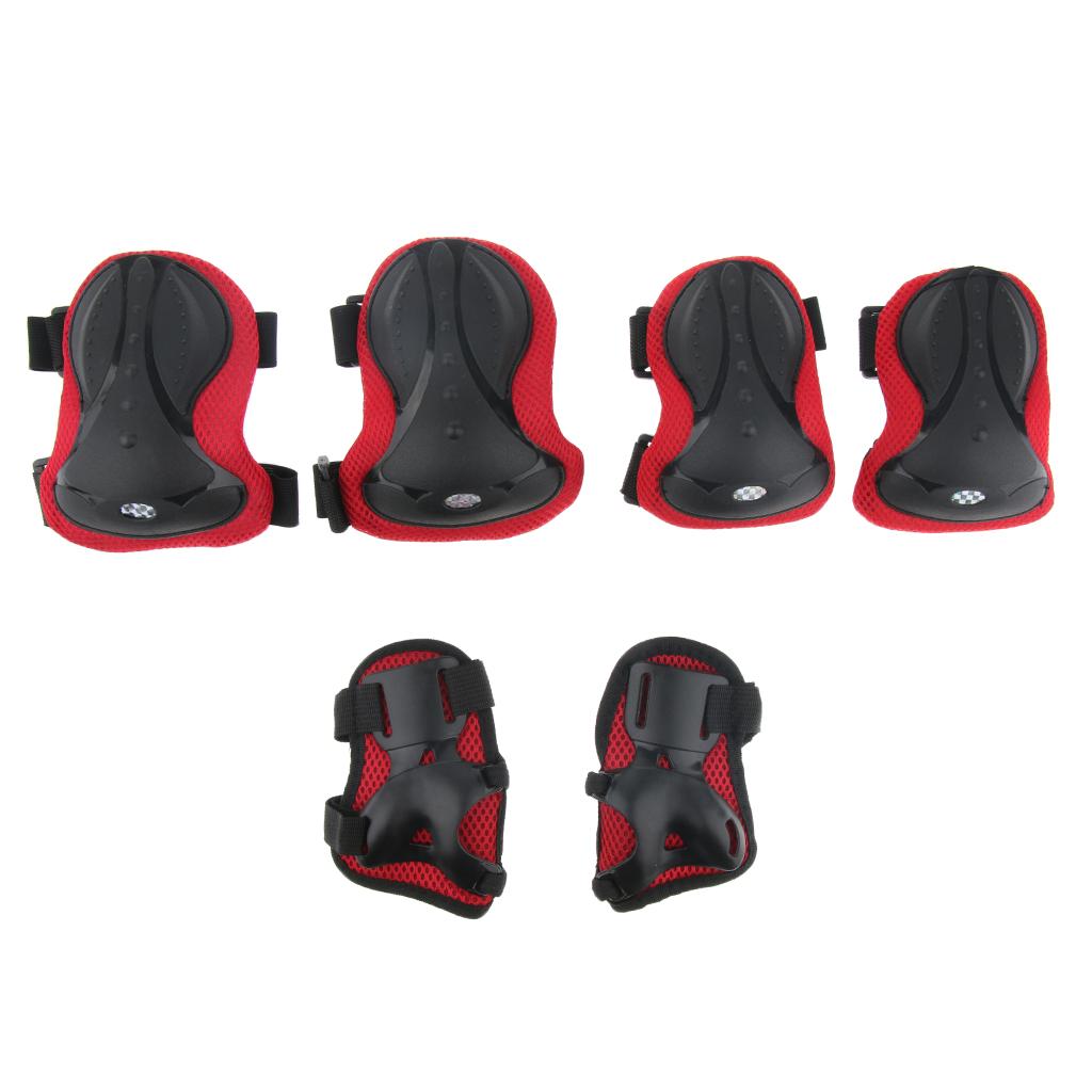 6 Pcs Adult Roller Skating Bicycle Safety Knee Wrist Guard Elbow Pad Blue
