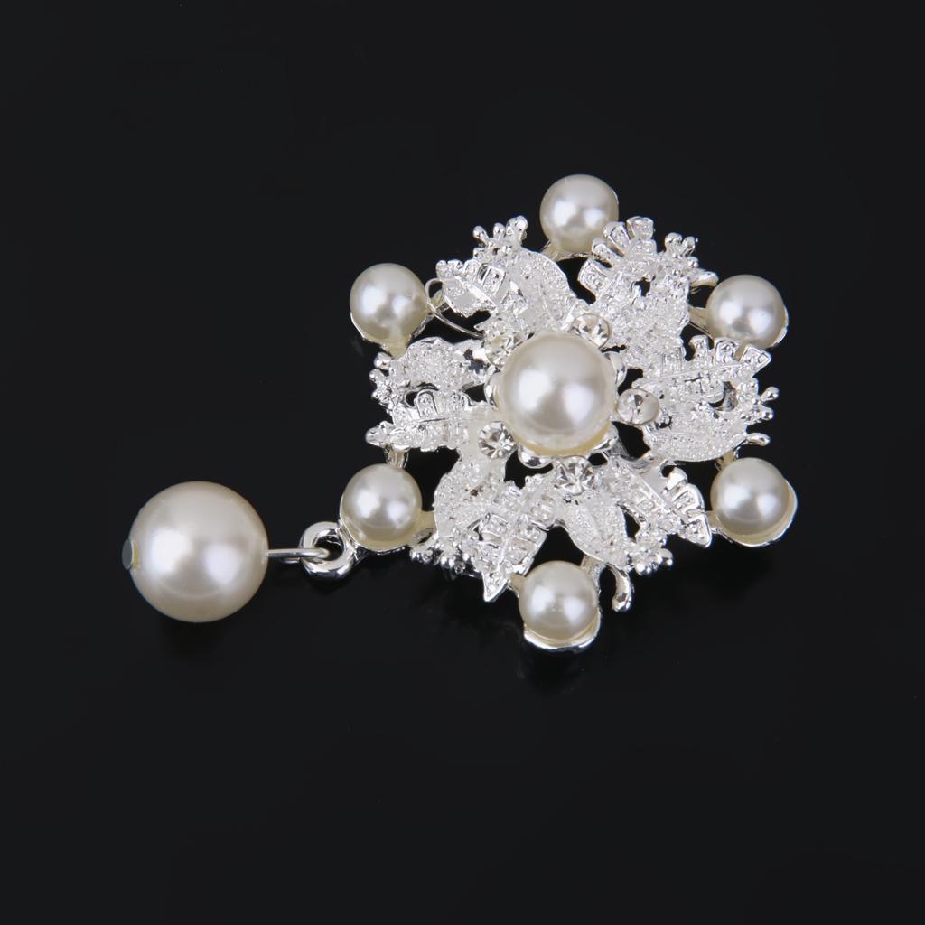 Fashion Wedding Brooch Diamante Rhinestone Crystal Pearl Flower Broach Pin