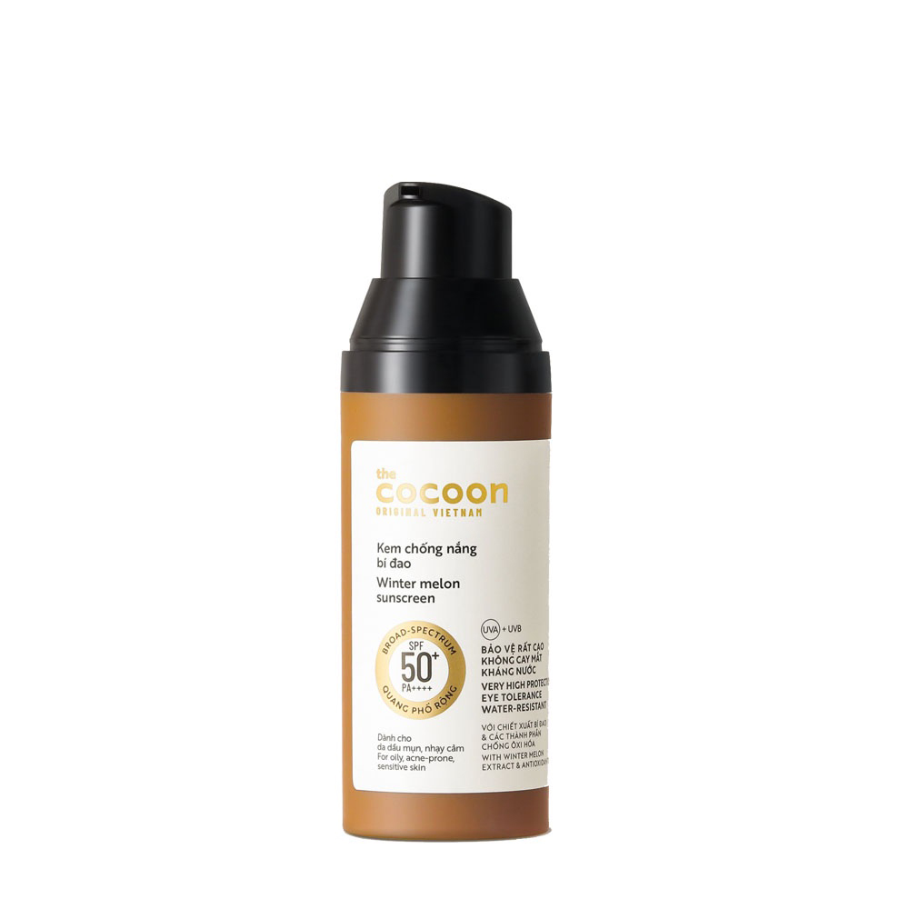 Kem chống nắng bí đao quang phổ rộng, bảo vệ rất cao SPF 50 +, PA ++++ Cocoon 50ml thuần chay