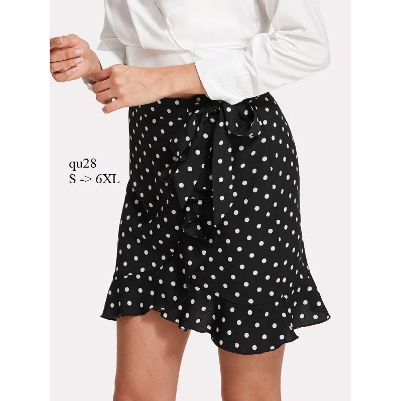 SKIRT166 CHÂN VÁY BÈO TẦNG CHẤM BI