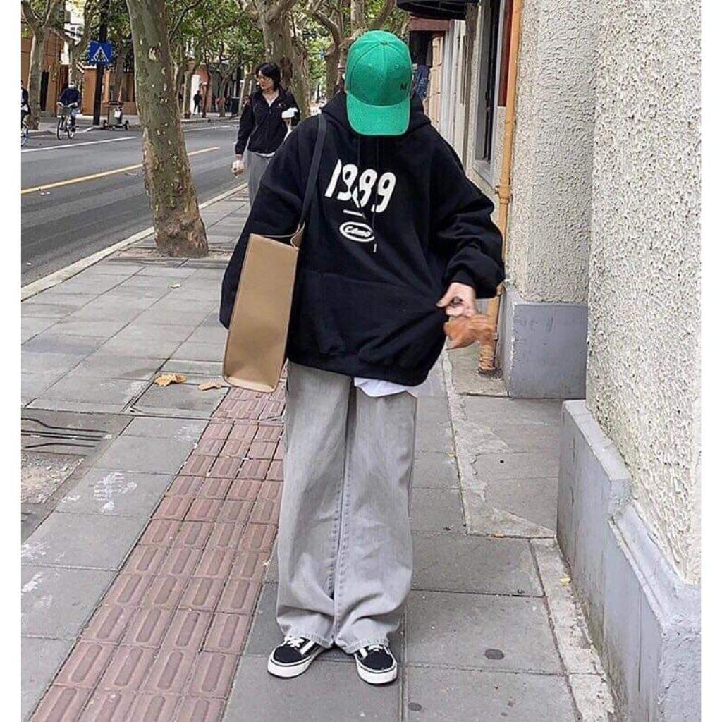 ÁO KHOÁC HOODIE NỈ UNISEX 1989 MÀU ĐEN CHẤT VẢI DÀY,GIỮ ẤM TỐT