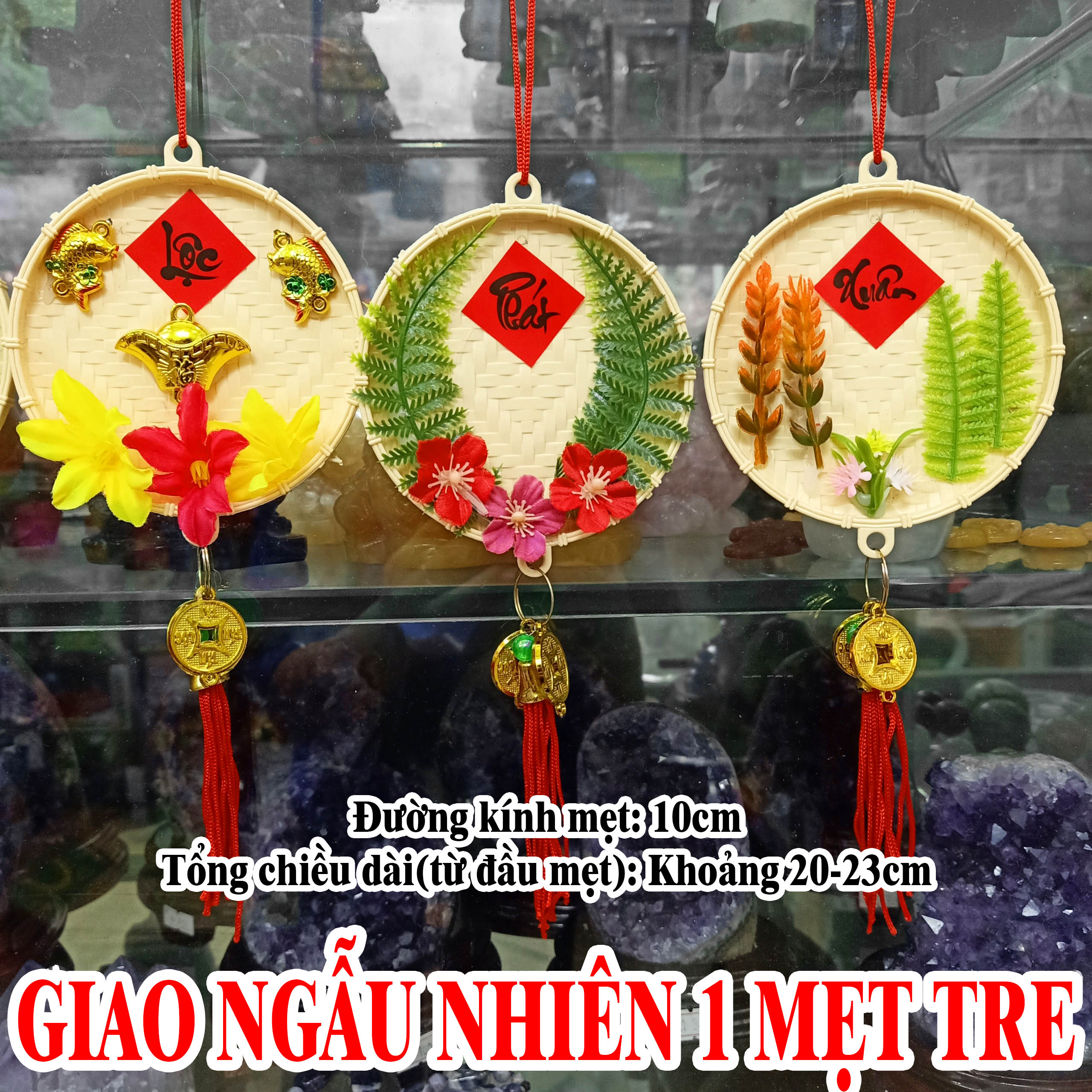 Hình ảnh Mẹt Treo Trang Trí Tết Phúc - Lộc - Tài, Khung Treo Tết Vòng Trang Trí Hoa Mai Đào Phụ Kiện Trang Trí Tết