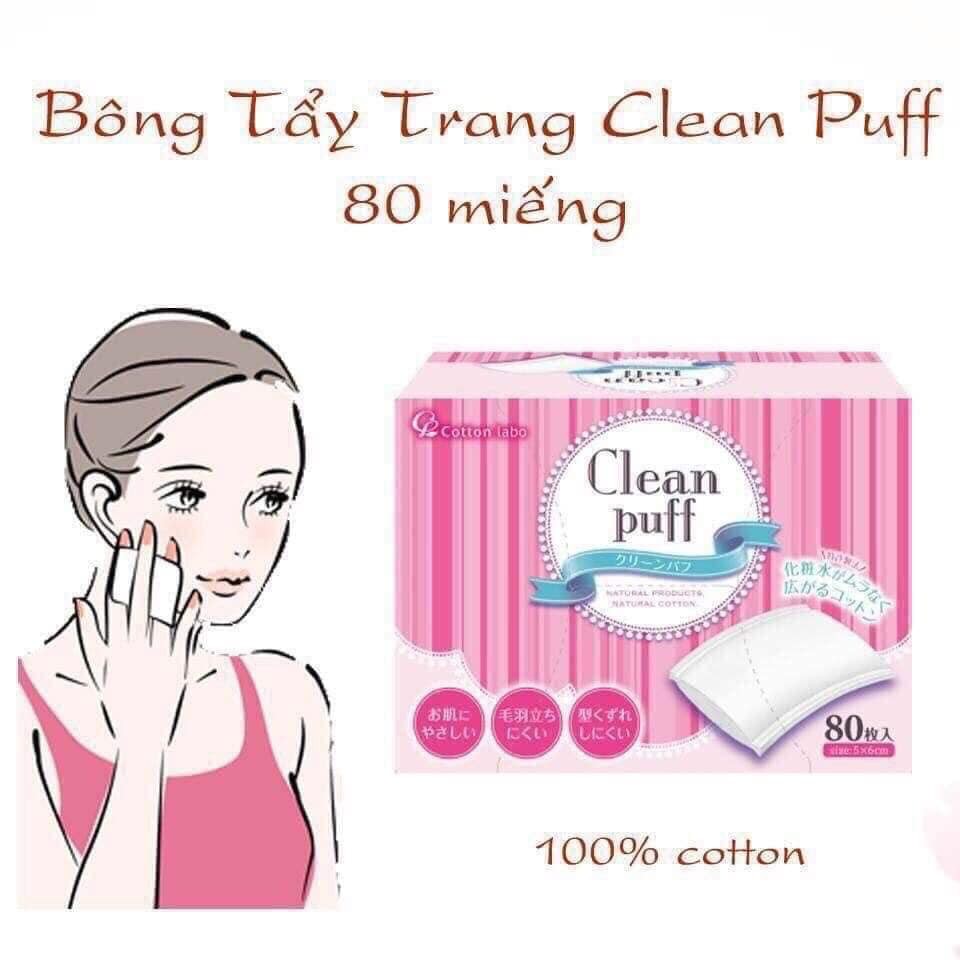 (Gift) Bông Tẩy Trang Clean Puff Nhật Bản (80 miếng) | Nội Địa Nhật