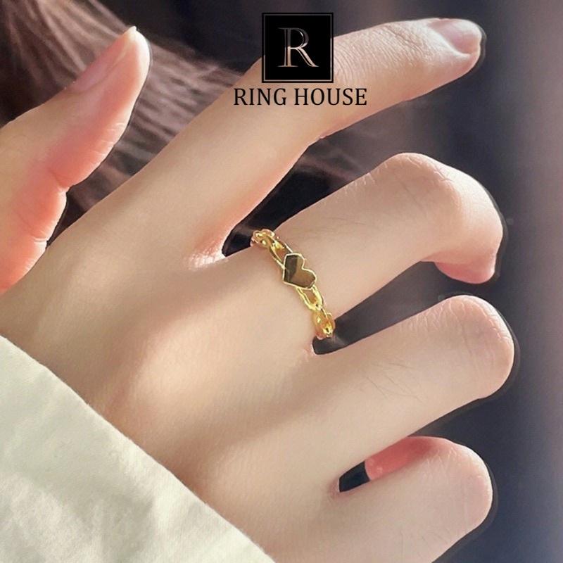Nhẫn nữ titan không đen gỉ tim đẹp thanh lịch Ring House