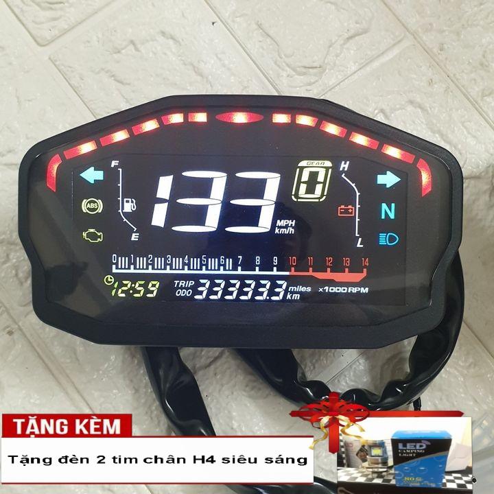 Đồng hồ điện tử dành cho xe DUCATI - màn hình LCD siêu chất - Tặng kèm đèn LED 2 tim chân H4 siêu sáng - A2098