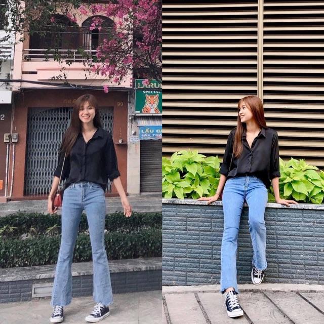 Áo sơmi công sở satin kèm ảnh thật