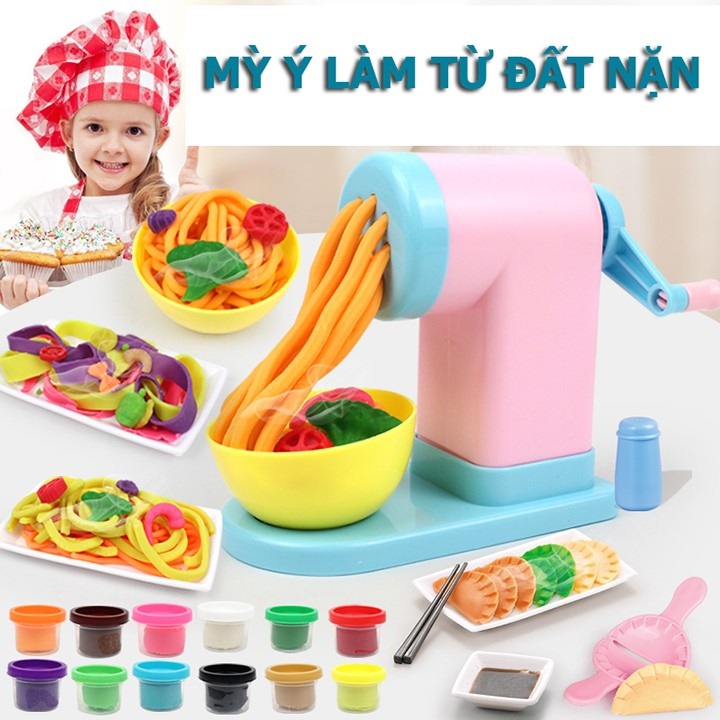 Đồ chơi Bộ đất nặn Máy làm Bún, làm mỳ: đã gồm 5 hộp đất nặn