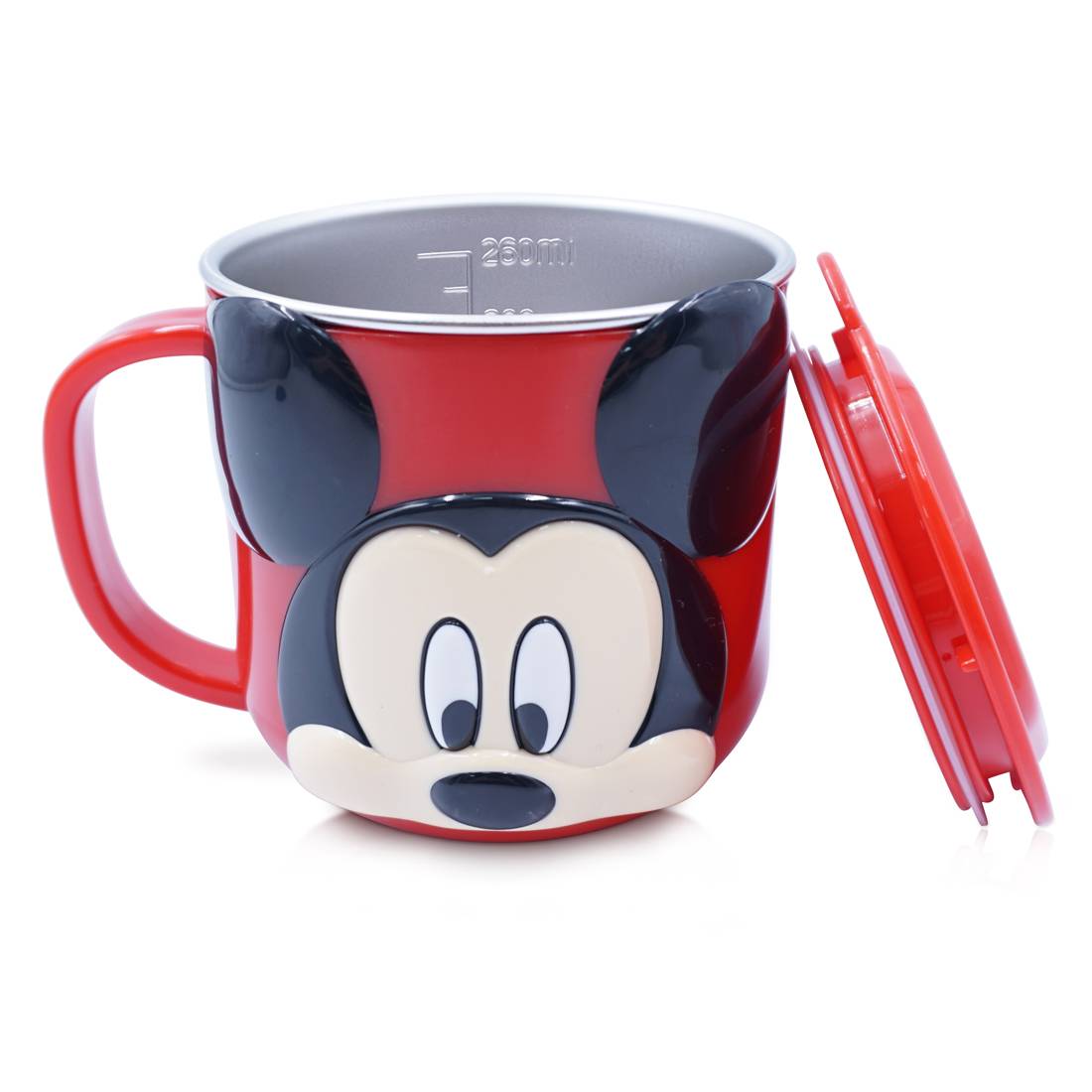 Ly cốc giữ nhiệt Disney hình chuột Mickey Mouse 3D có nắp và quai cầm cho bé - 260ml