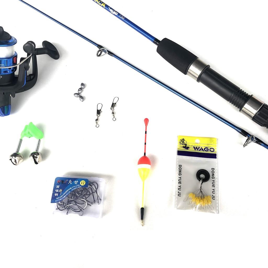 Bộ cần câu 2 khúc đặc Shimano RUZACA xanh 1m5 , Tặng kèm phụ kiện - Cần Câu Top1 VN