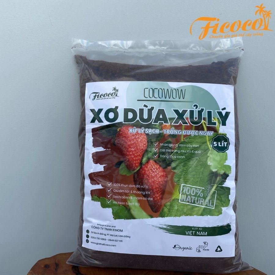 Giá thể xơ dừa trồng cây đã xử lý - FICOCO - Mùn dừa trồng cây - 5 lít
