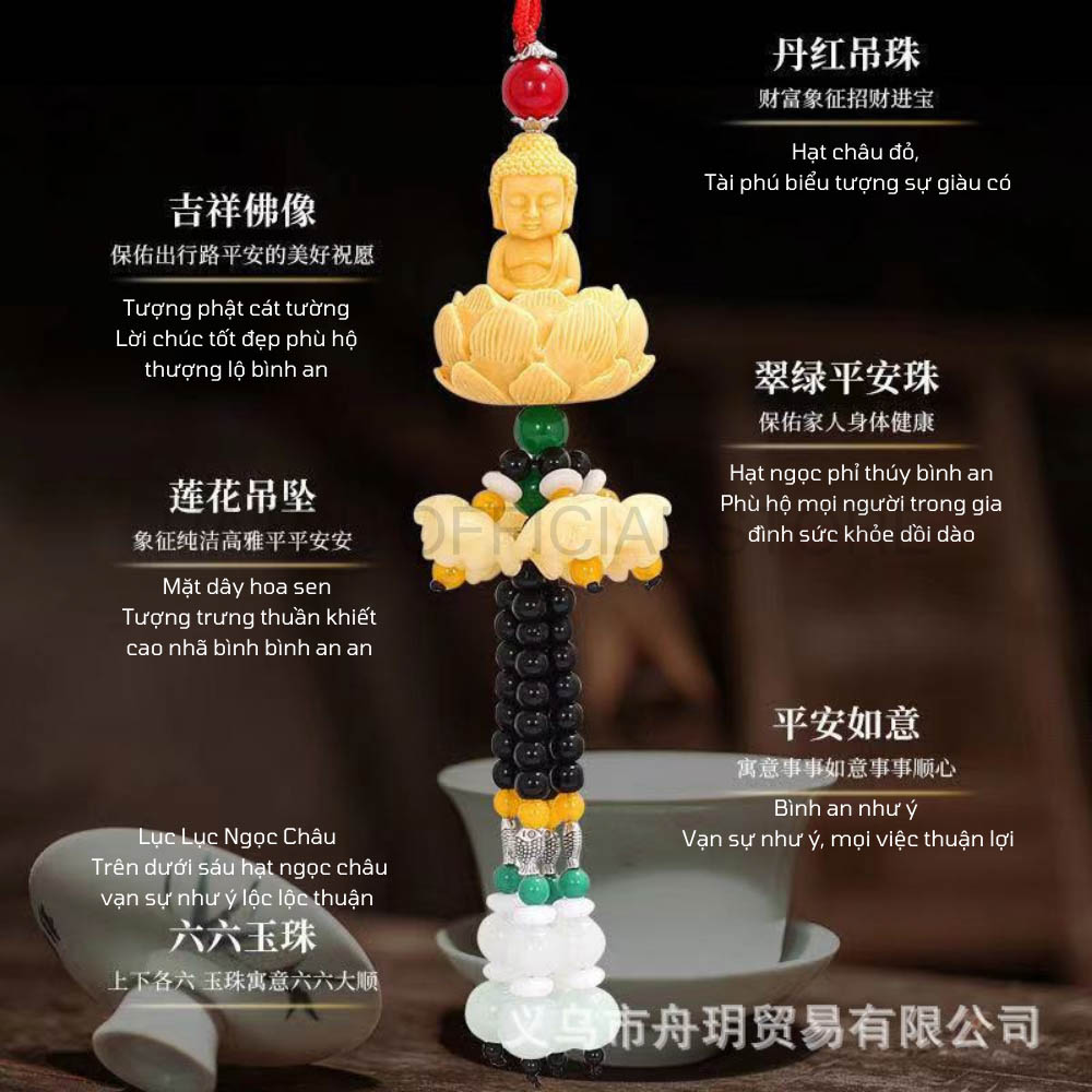 Khánh phật thích ca ngồi đài sen HATSU phong thủy treo xe Ô tô, xe tải, xe hơi - khánh phật trang trí nội thất xe hơi