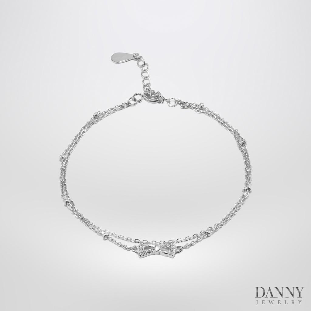 Lắc Tay Danny Jewelry Bạc 925 Xi Rhodium Dây Kép Hình Nơ LACY440