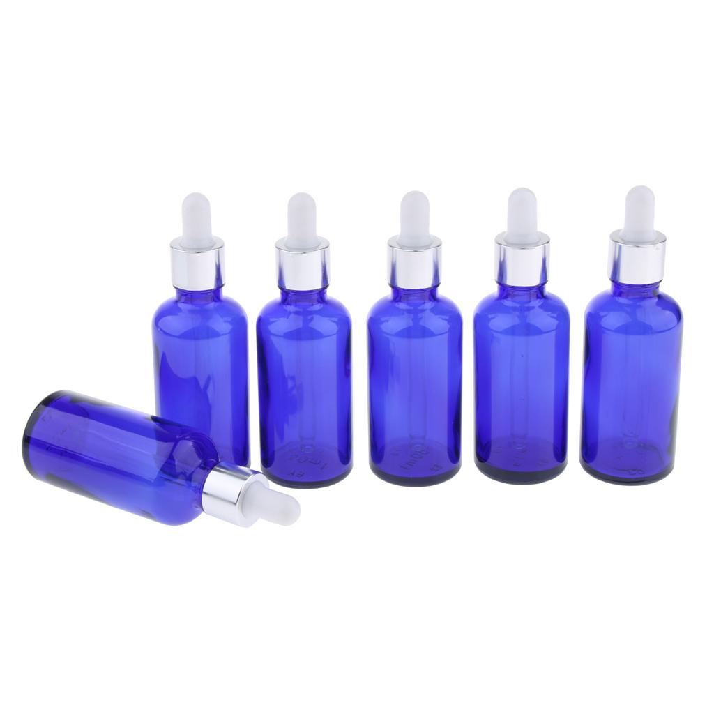 6Pcs 10ml + 6x 30ml Empty Glass Eye Dropper Bottle for Essential Oils Blue