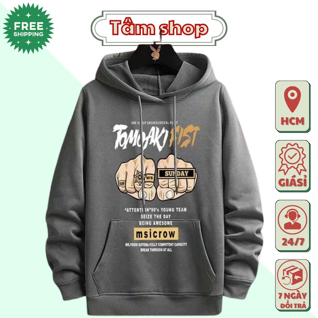 Áo hoodie nam nữ form rộng vải nỉ chất đẹp mũ rộng TAY ĐẤM