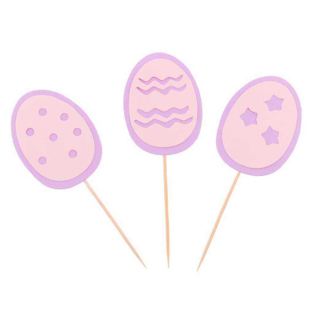 3pcs/Set Happy Easter Eggs Cupcake Picks Cake Topper Easter Decor