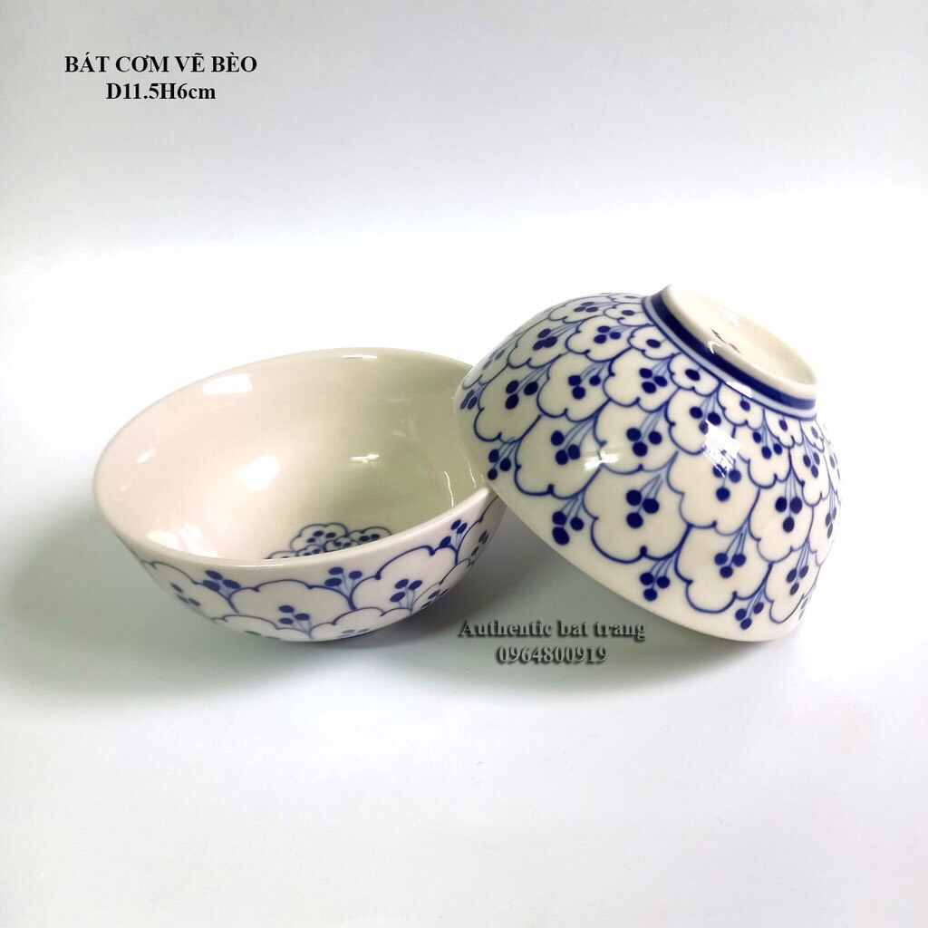 Bát ăn cơm cao cấp D11.5H6cm họa tiết Vẽ tay thủ công siêu đáng yêu - Xưởng gốm sứ cao cấp Authentic bat trang