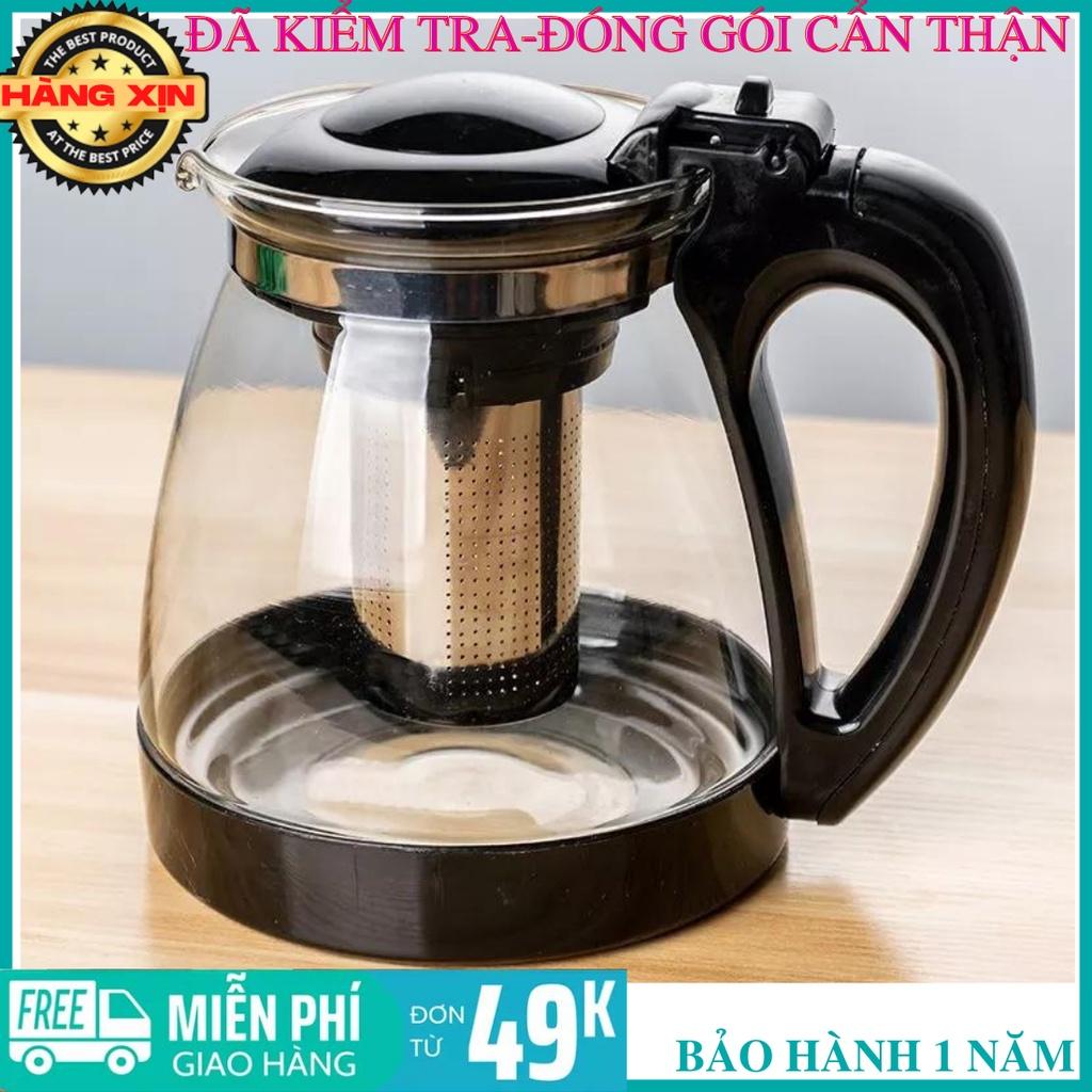 Bình Lọc Trà Thủy Tinh 1500ML Sang Trọng - CÓ LÕI LỌC TRÀ INOX - Bình giữ nhiệt pha trà , cafe tiện lợi cao cấp-giao