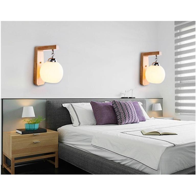 Đèn treo tường khung gỗ chao trắng thả - C6602,đèn gắn tường, đèn trang trí,đèn thả