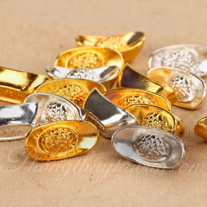 Thỏi Vàng, Bạc không chữ chiêu lộc thờ cúng