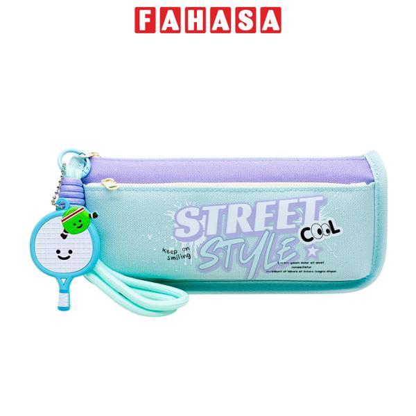 Bóp Viết Street Style Cool 2 Ngăn Kèm Móc Treo - Yescholar 9336 - Màu Xanh