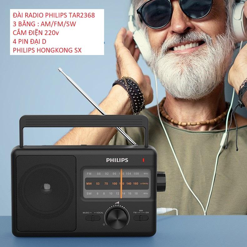 RADIO PHILIPS 3 BĂNG AM/FM/SW CHẠY ĐIỆN PHILIPS TAR2368 4 PIN ĐẠI HÀNG NHẬP KHẨU