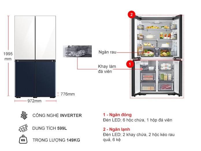 Tủ lạnh Samsung Inverter 599 lít RF60A91R177/SV