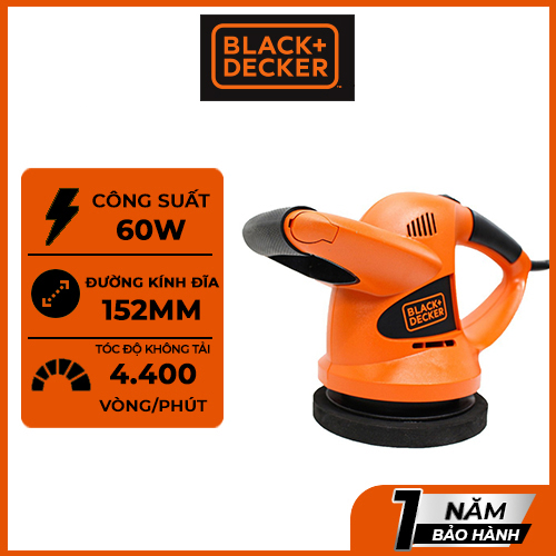 Máy Đánh Bóng Xe Hơi 60W - 6''/152mm Black&amp;Decker KP600-B1 – Tặng Kèm 2 Miếng Đánh Bóng (New 2017)