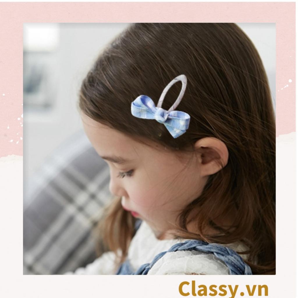 Bộ 02 chiếc Kẹp tóc nơ Classy kẻ sọc nhiều màu phong cách hàn quốc dễ thương PK1017
