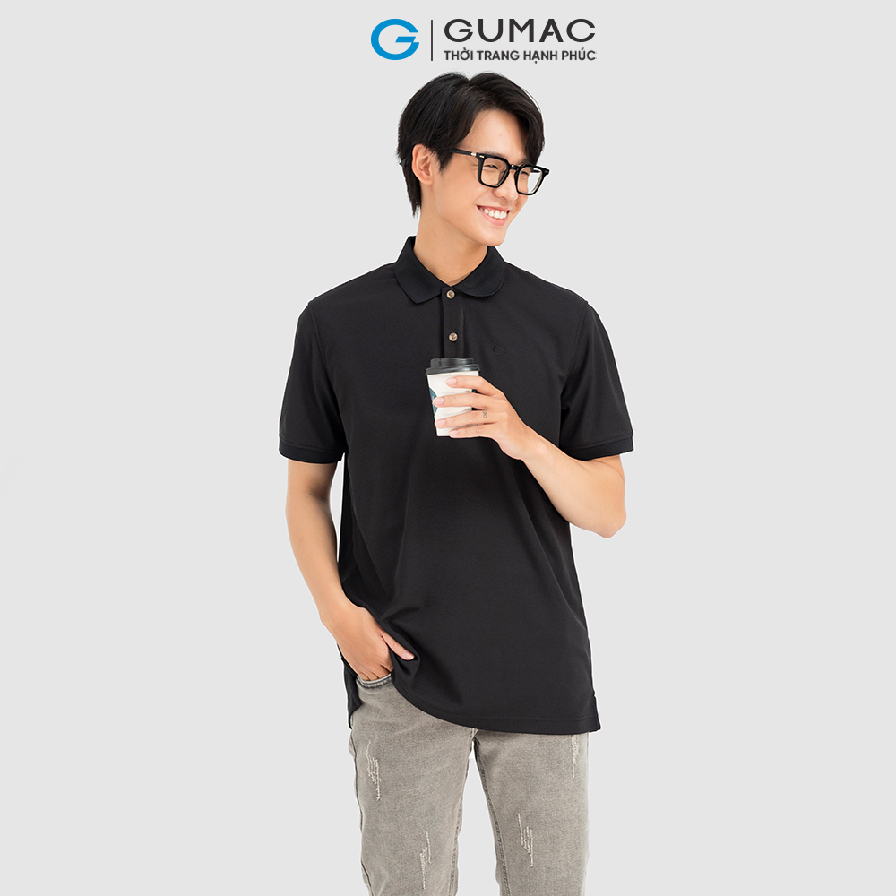 Áo polo nam GUMAC ATNC08003 bo dệt phối cúc nhiều màu