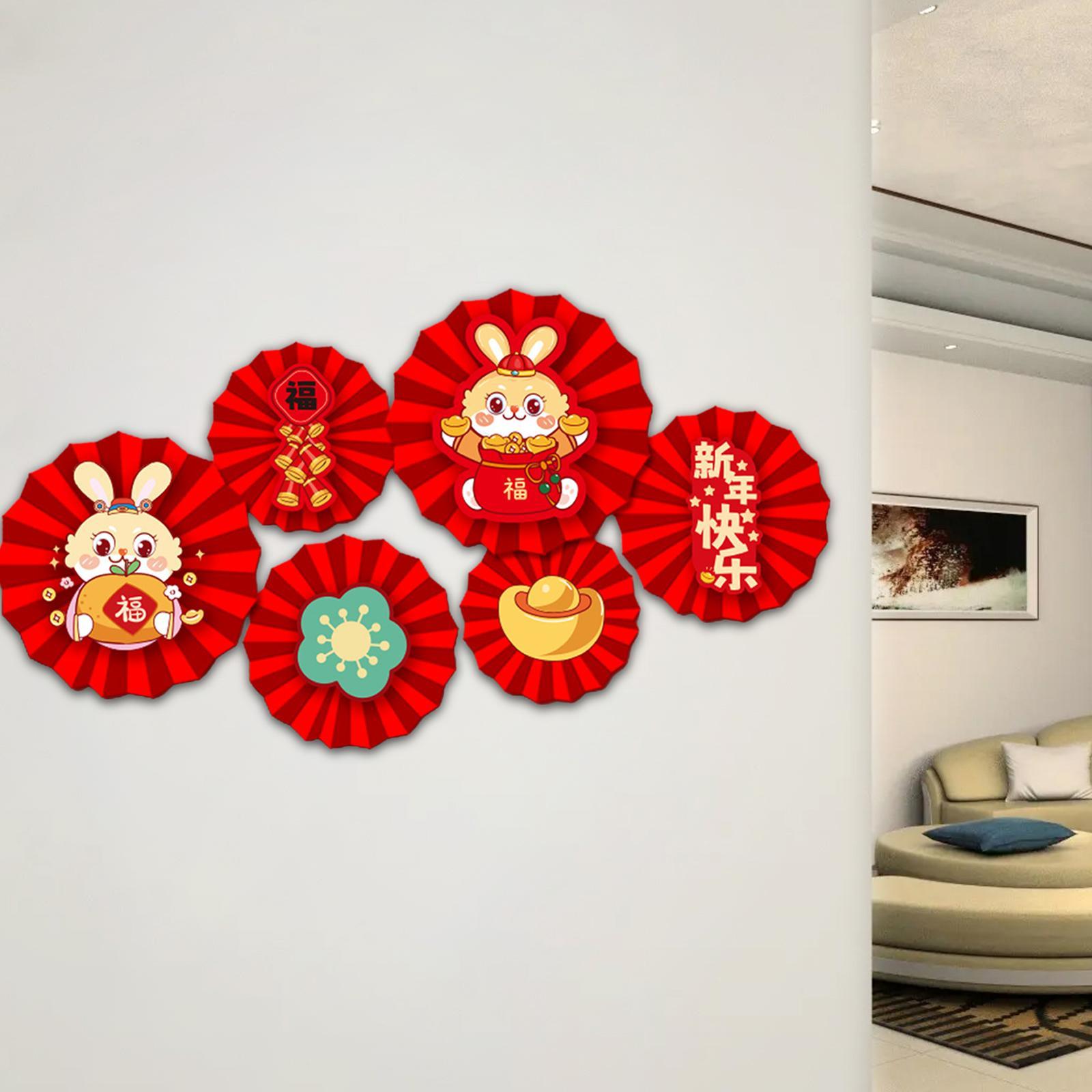 Set 6 Quạt Treo tường Trang Trí Năm Mới