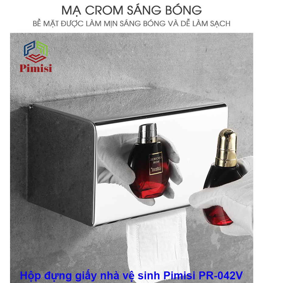 Hộp Đựng Giấy Vệ Sinh INOX 304 Pimisi PR-042V Nắp Đậy Kín Chống Nước Cho Giấy - Hàng Chính Hãng