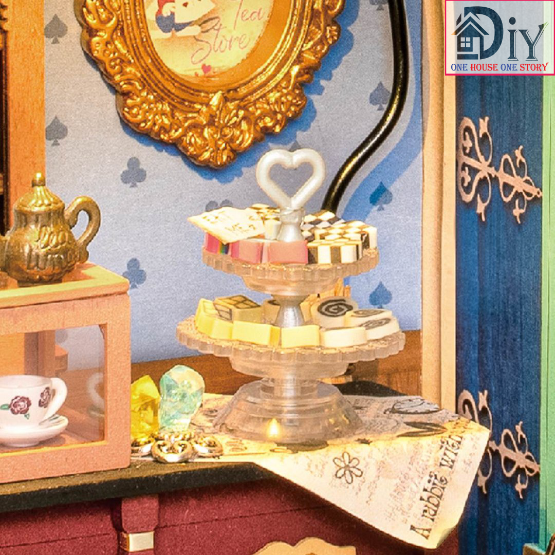 [Bản tiếng Anh]Mô hình nhà búp bê tự lắp ráp bằng gỗ 3D ALICE'S TEA STORE DIY- Quà tặng sinh nhật giáng sinh