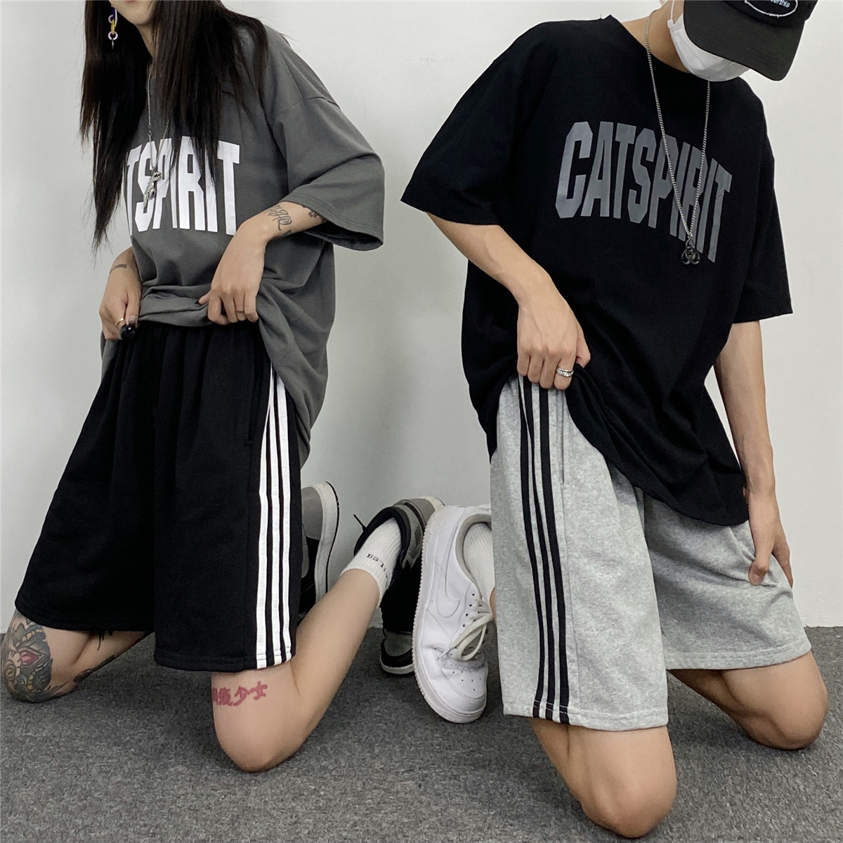 Quần short 3 sọc nam nữ thể thao Yinxx, quần đùi unisex ba sọc vải da cá QS102