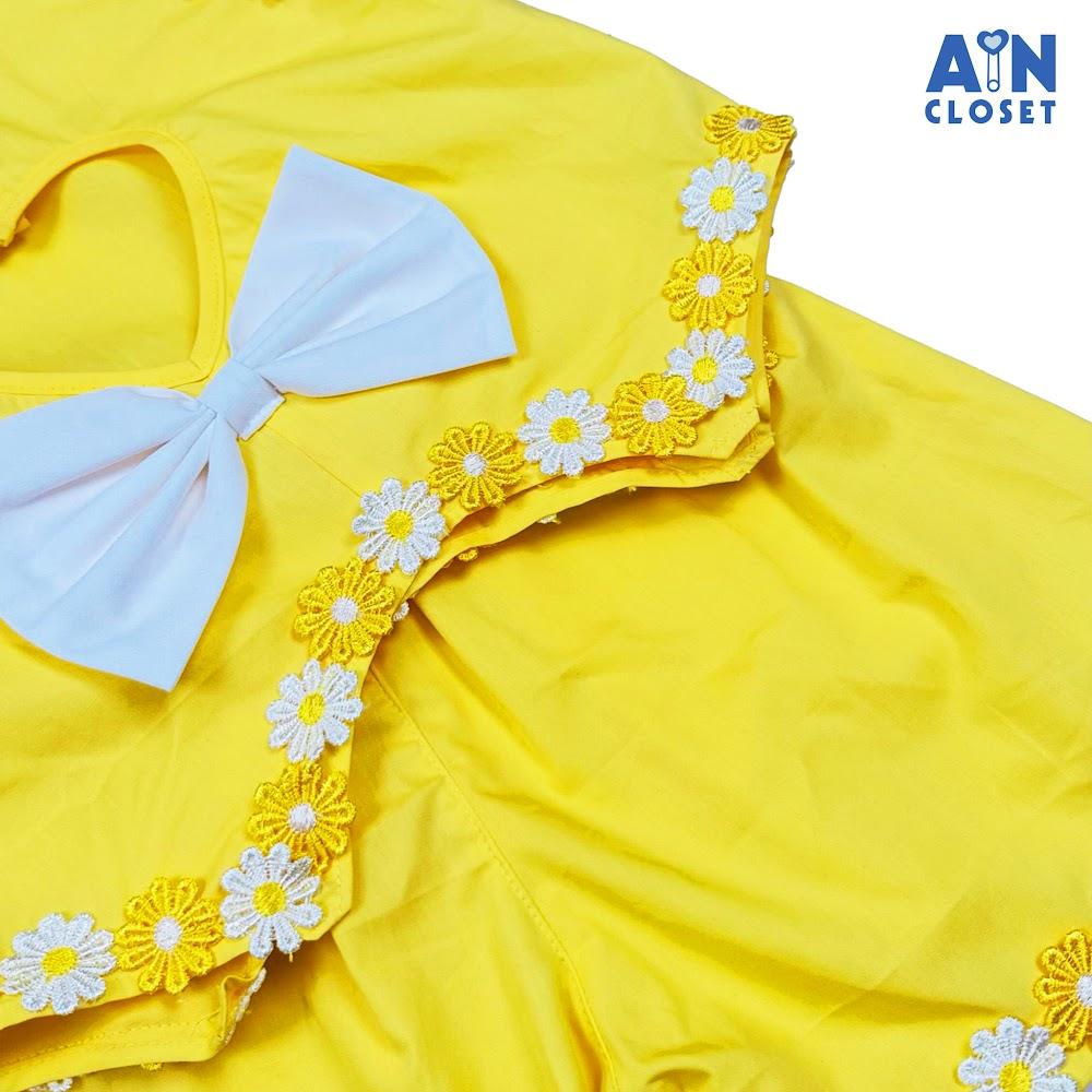 Bộ quần áo Ngắn bé gái họa tiết Hoa Viền Mai Vàng Cotton - AICDBG0FRHGL - AIN Closet