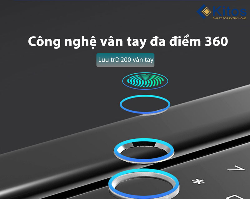 Khóa cửa thông minh Kitos KT-GL80 Plus cho cửa kính cường lực