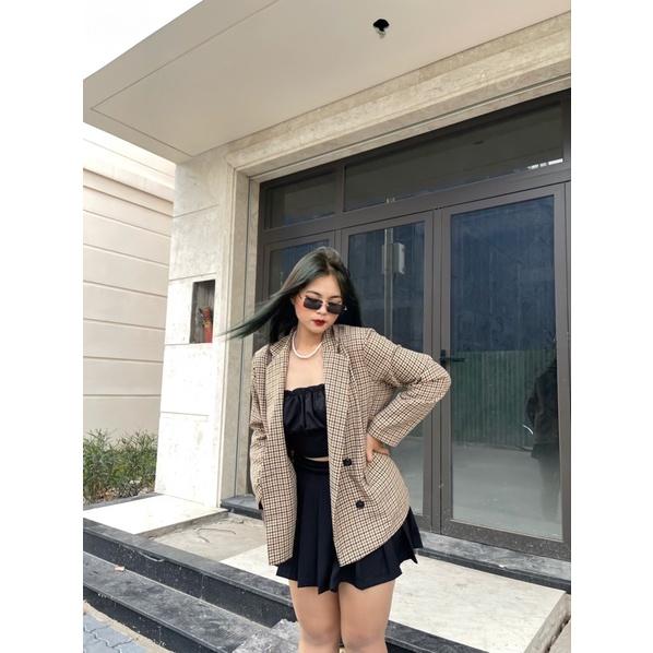 BLAZER CARO - Xám,XL (ngực dưới 108cm)