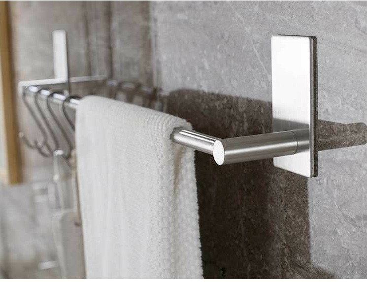 Kệ treo khăn nhà tắm INOX 304 dán tường gạch men keo dán 3M kích thước 55cm - INOX55