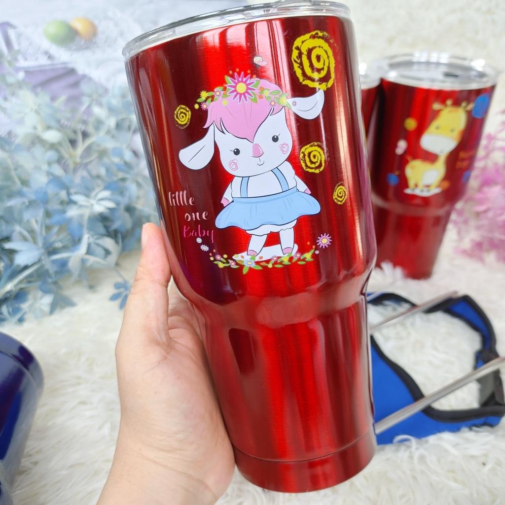 Bình Ly giữ nhiệt Thái Lan 900ml inox 304 cao cấp + Tặng Kèm Full Phụ Kiện Ống Hút Và Túi Đựng