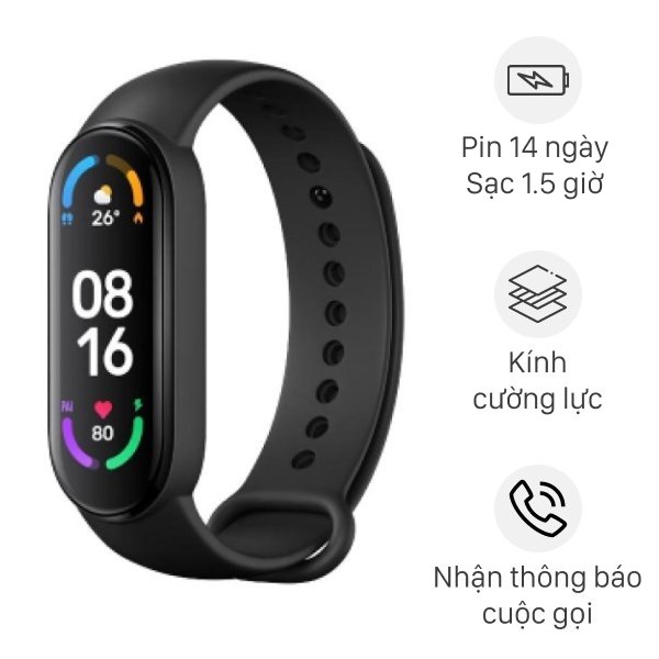 Vòng đeo tay thông minh Mi Band 6 (ĐEN) - Hàng Chính Hãng