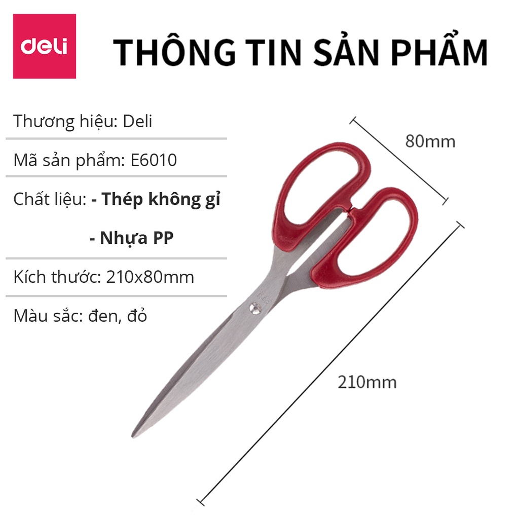 Kéo văn phòng 210mm Deli 6010