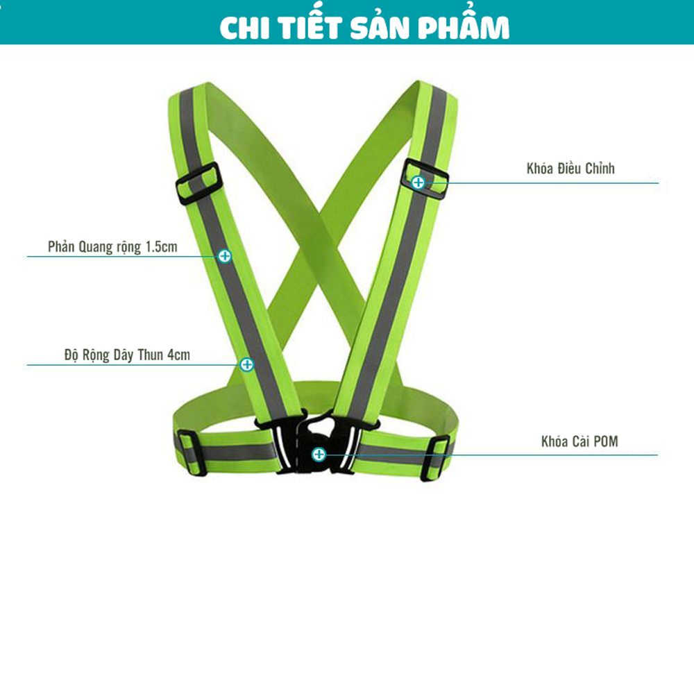Combo 2 Áo Dây Phản Quang Nam Nữ Với Dây Thun Đàn Hồi Co Giãn An Toàn Đi Xe Đạp, Xe Máy Và Đi Phượt Mai Lee